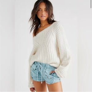 NEW Free People Waimea Cargo Shorts Teal Blue Green Size Large